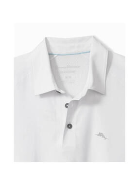 Tommy Bahama Island Zone Palm Coast Polo Shirt Men's MEDIUM White Performance